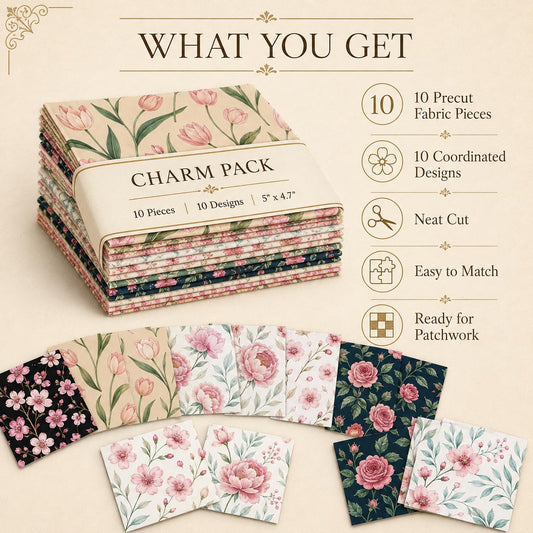 10Pc/Set Flower Series Fat Quarter Fabric, Pre-Cut Square Fabric Assort, Fabric Set, Craft Fabric, Handmade DIY Patchwork Fabric,Home Quilting Sewing Fabric, Packaging Fabric, Scrapbooking Craft Hobbyist