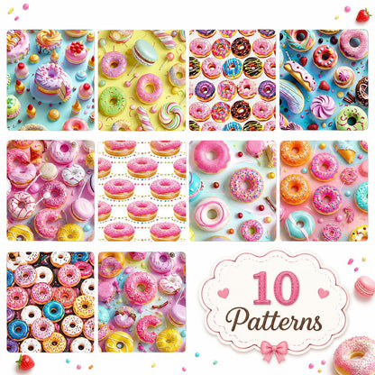 10pcs Donuts Jelly Roll Fabric Strips 2.5X19.7inch Pre-Cut 100% Polyester For Patchwork Quilts, Table Runners, Placemats, Tote Bags, Storage Pouches, Makeup Bags, Coasters, Quilt Blocks & Binding