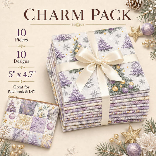 10pcs Charm Pack Set Christmas Tree Pattern Vintage Style Handmade DIY with Rich Color and Texture Elements 100% Polyester Patchwork in 10 Design Styles Suitable for Patchwork DIY Craft Projects DIY Wallet Making Gift Giving Bag Making Mother's Day Gift