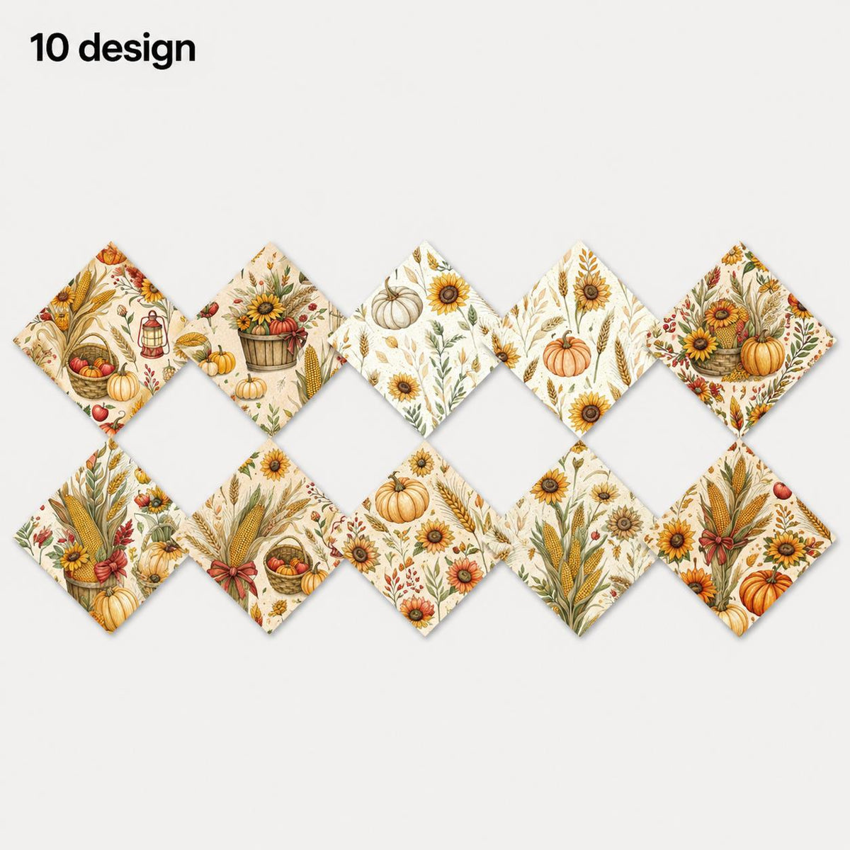 10Pc/Set Autumn Pumpkin Series Bowknot Corn Fat Quarter Fabric, Pre-Cut Square Fabric Assort, Fabric Set, Craft Fabric, Handmade DIY Patchwork Fabric,Home Quilting Sewing Fabric, Packaging Fabric, Scrapbooking Craft Hobbyist