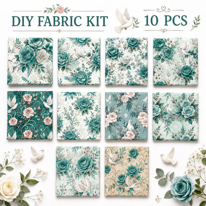 10Pc/Set Flower Green Series Fat Quarter Fabric, Pre-Cut Square Fabric Assort, Fabric Set, Craft Fabric, Handmade DIY Patchwork Fabric,Home Quilting Sewing Fabric, Packaging Fabric, Scrapbooking Craft Hobbyist