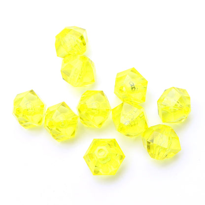 20Pcs Acrylic Transparent Hexagonal Beads Imitation Crystal Beads Loose Beads Diy Handmade Beaded Mobile Phone Chain Bracelet Necklace Making Jewelry Accessories