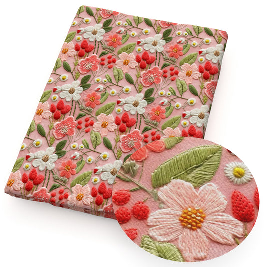 imitation embroidery series flowerfloral leaf leaves tree strawberry fabric