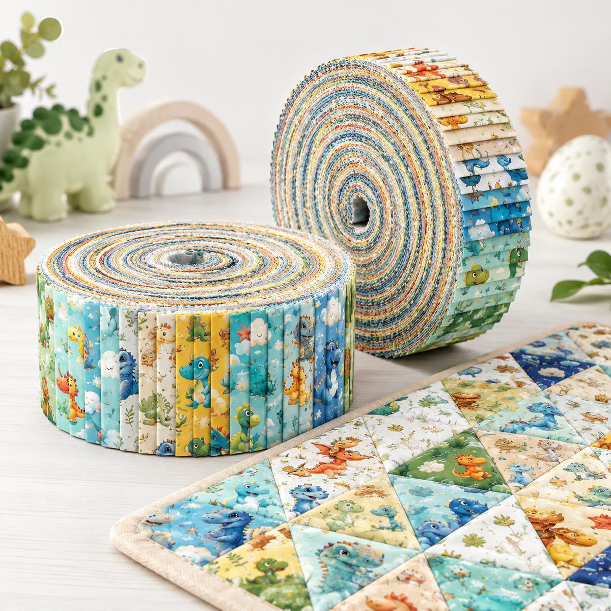 10pcs Vintage Dinosaur Pattern Purple Jelly Roll Fabric Strips 2.5X19.7inch Pre-cut 100% Polyester for Patchwork Quilts, Table Runners, Placemats, Tote Bags, Storage Pouches, Makeup Bags, Coasters, Quilt Blocks & Binding