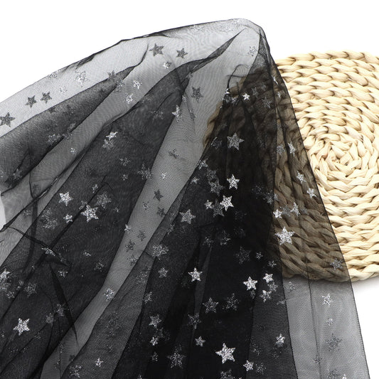 1pc ,Glitter Sparkling Star Hex Mesh Fabric,  Elegant Geometric Pattern in Multicolor Sheer Tulle for DIY Crafts & Fashion Projects, Sewing, Bags, Party Decor, Tablecloths, Gift Wrapping,  Hand Wash Only
