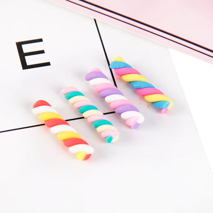 10Pcs Candysticks Rainbow Candy Sticks Christmas Color Polymer Clay 18mm Candy Dollhouse Miniatures DIY Decorate Gingerbread House Windows Handmade Craft Supplies