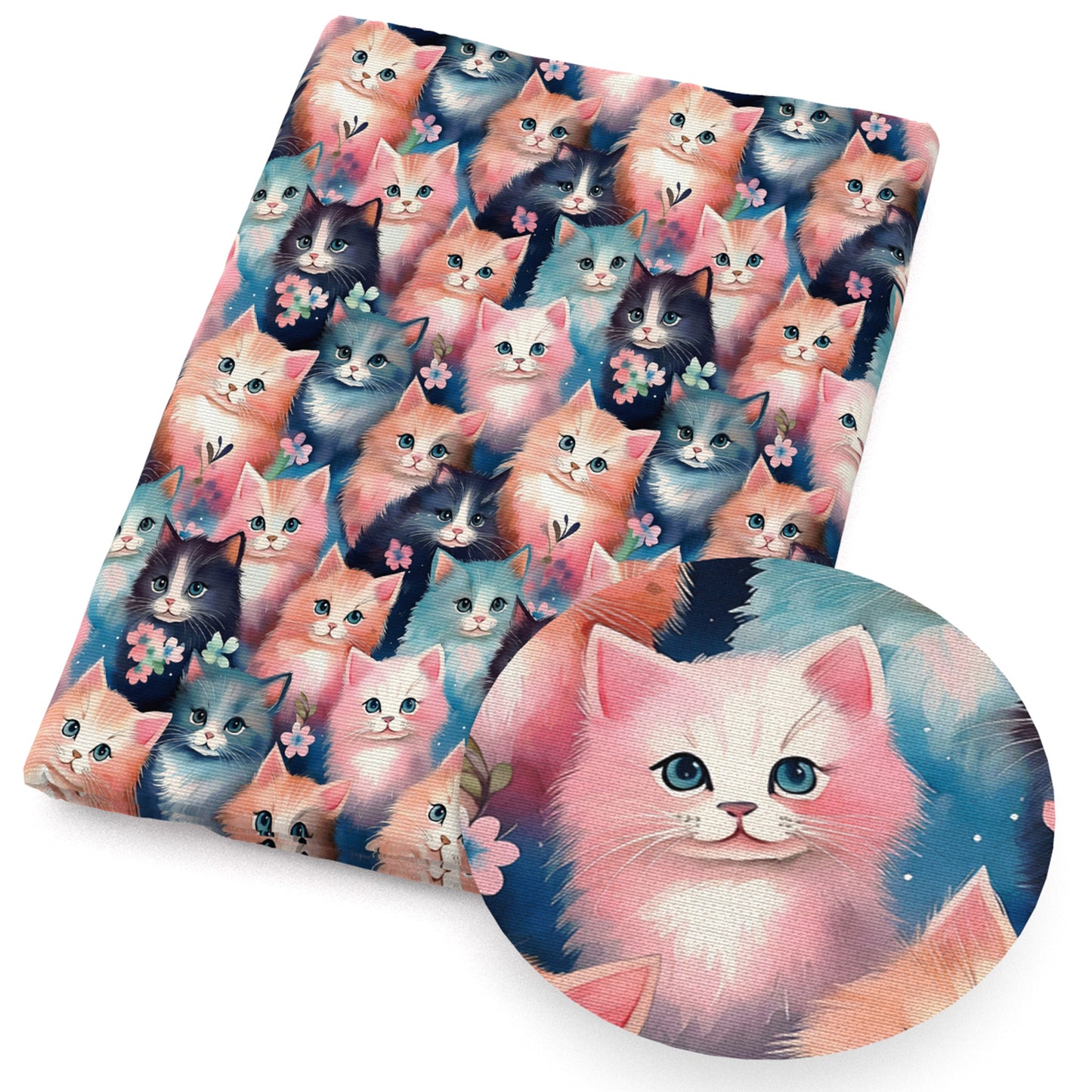 cat rainbow color fabric