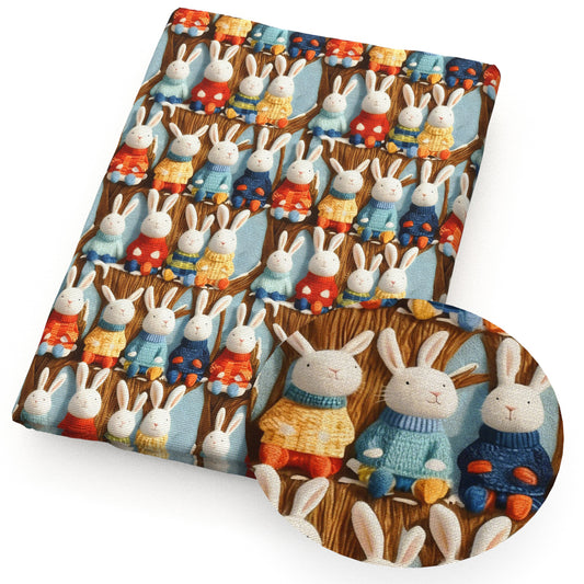 winter rabbit bunny leaf leaves tree fabric