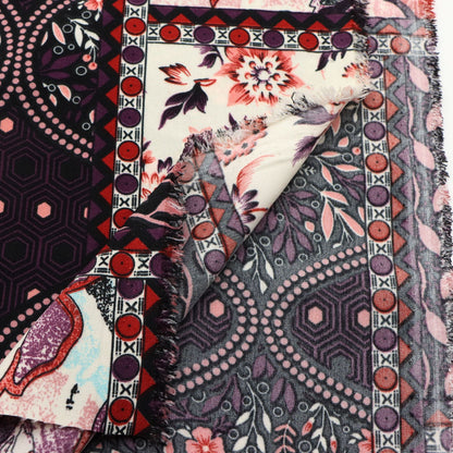 1Pc Geometric Patterns flower leaf Ethnic Style 100%polyester Fabric - 59x19.68inch(150x50cm) Pre-cut Fabric,Perfect for DIY Sewing,Bags,Party Decor, Tablecloths, Gift Wrapping,Cushions & Furniture Covers