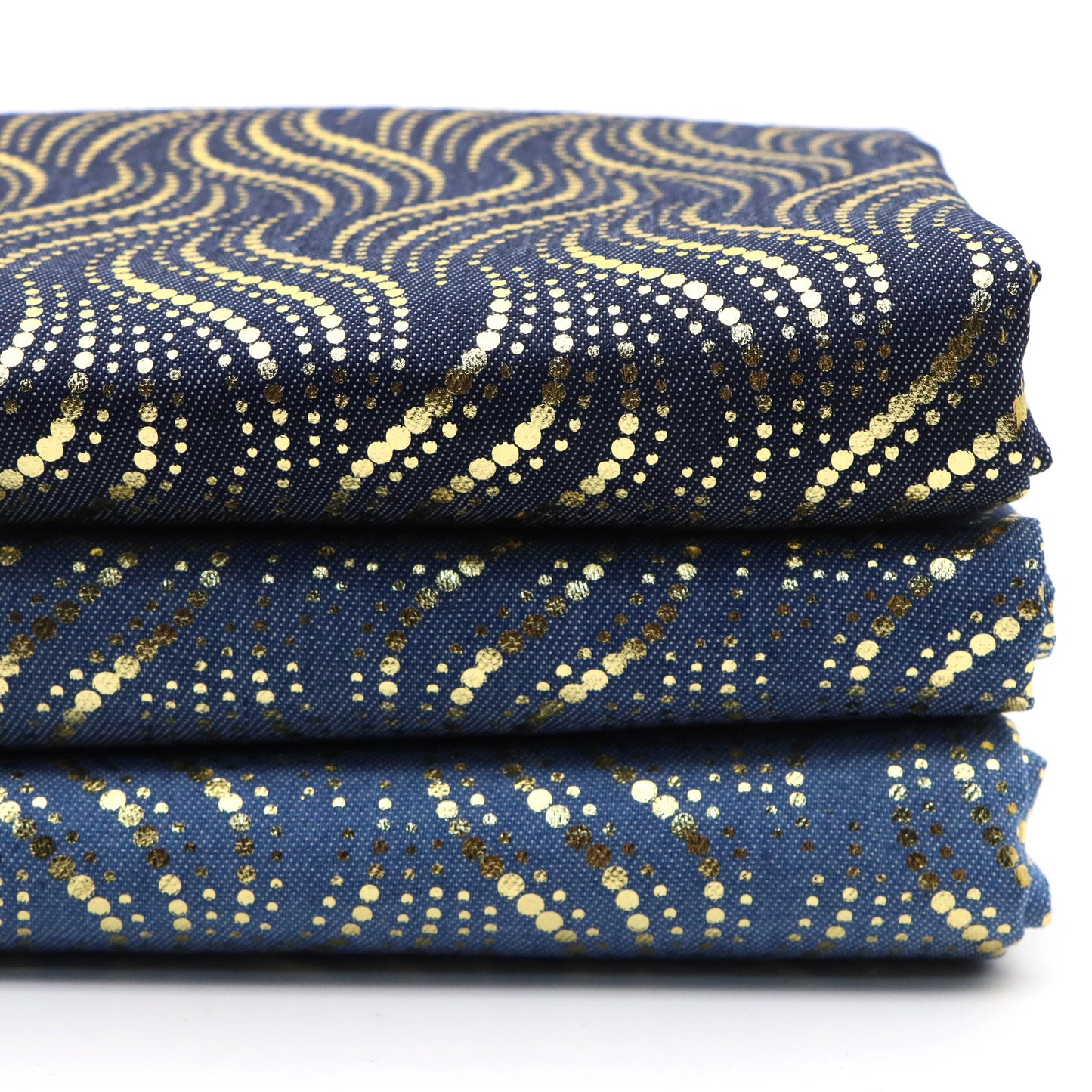 1Pc Golden Hot Stamping dot wave Pre-Washed stripe Denim Fabric - 59x19.68inch(150x50cm)  DIY Crafts Projects, DIY Wallet Making
