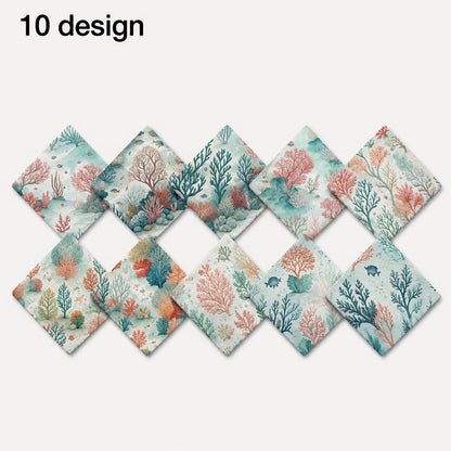 10Pc/Set Ocean Series Series Coral Conch Fish Fat Quarter Fabric, Pre-Cut Square Fabric Assort, Fabric Set, Craft Fabric, Handmade DIY Patchwork Fabric,Home Quilting Sewing Fabric, Packaging Fabric, Scrapbooking Craft Hobbyist