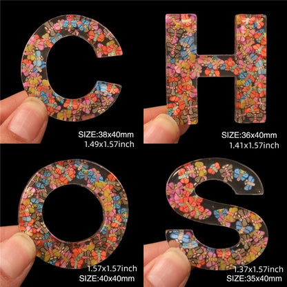 1Pc Butterfly Polymer Clay With Letters Alphabet Crystal Epoxy Resin - Perfect for Bags & Car Accessories, Ideal Gift for Women on Christmas, Birthdays, and New Year