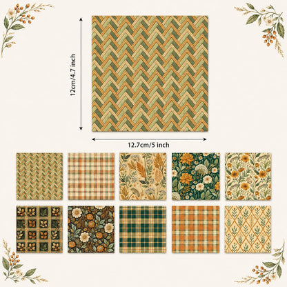 10pcs Charm Pack Set Floral Pattern Vintage Style Handmade DIY with Rich Color and Texture Elements 100% Polyester Patchwork in 10 Design Styles Suitable for Patchwork DIY Craft Projects DIY Wallet Making Gift Giving Bag Making Mother's Day Gift