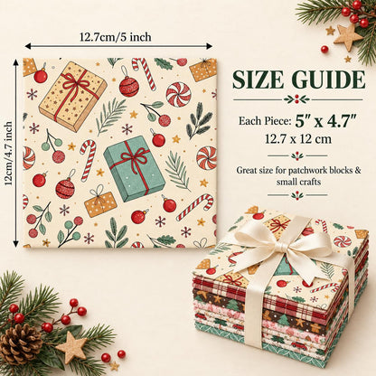 10Pc/Set Christmas Series Plaid Car Cake Tree Gift Crutch Fat Quarter Fabric, Pre-Cut Square Fabric Assort, Fabric Set, Craft Fabric, Handmade DIY Patchwork Fabric,Home Quilting Sewing Fabric, Packaging Fabric, Scrapbooking Craft Hobbyist