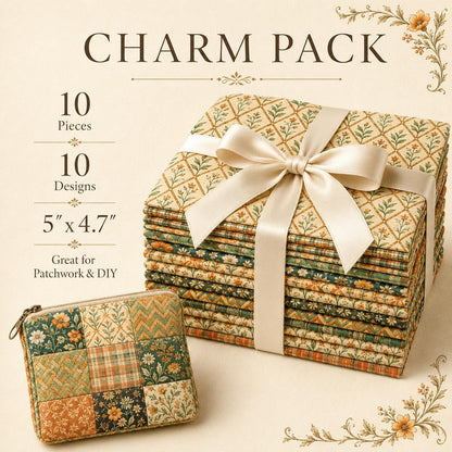 10pcs Charm Pack Set Floral Pattern Vintage Style Handmade DIY with Rich Color and Texture Elements 100% Polyester Patchwork in 10 Design Styles Suitable for Patchwork DIY Craft Projects DIY Wallet Making Gift Giving Bag Making Mother's Day Gift