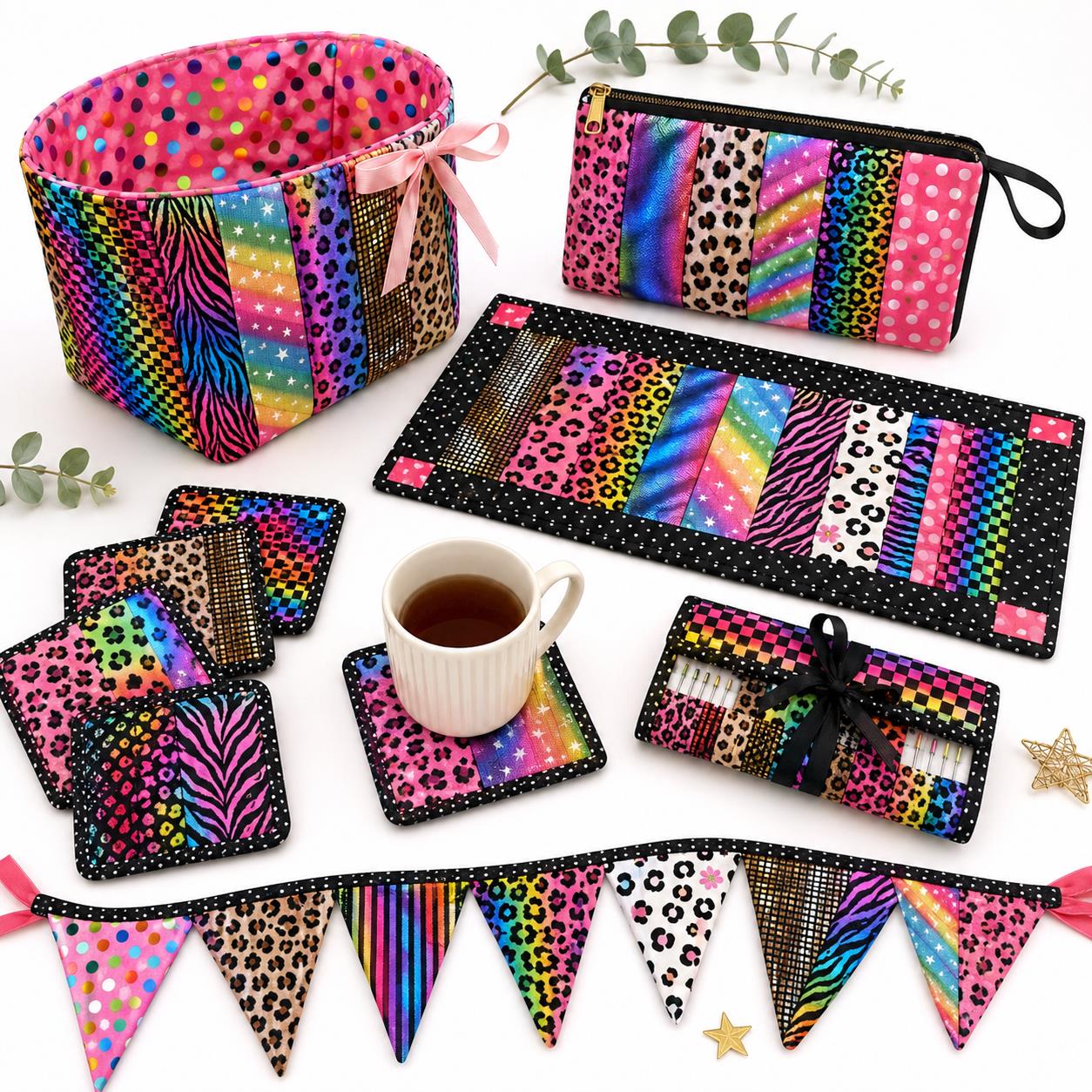20pcs Vintage  Leopard Colorful Golden Hot Stamping Series Jelly Roll Sliced Fabric Strips 2.5X19.7inch Delicate Printed Multi-Color 100% Polyester for DIY Handmade Patchwork, Table Runners, Placemats, Tote Bags, Storage Pouches, Makeup Bags, Coasters