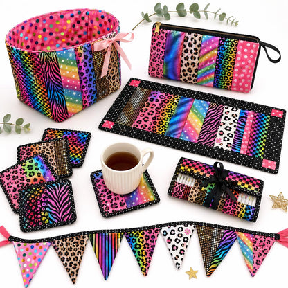20pcs Vintage  Leopard Colorful Golden Hot Stamping Series Jelly Roll Sliced Fabric Strips 2.5X19.7inch Delicate Printed Multi-Color 100% Polyester for DIY Handmade Patchwork, Table Runners, Placemats, Tote Bags, Storage Pouches, Makeup Bags, Coasters
