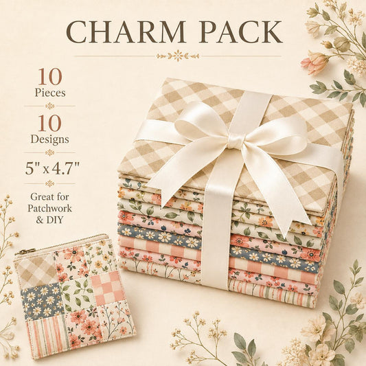 10Pc/Set Flower Series Stripe Plaid Fat Quarter Fabric, Pre-Cut Square Fabric Assort, Fabric Set, Craft Fabric, Handmade DIY Patchwork Fabric,Home Quilting Sewing Fabric, Packaging Fabric, Scrapbooking Craft Hobbyist