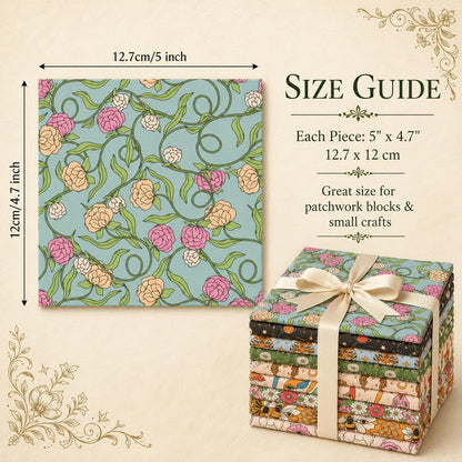 10pcs Charm Pack Set Floral Bee Pattern Vintage Style Handmade DIY with Rich Color and Texture Elements 100% Polyester Patchwork in 10 Design Styles Suitable for Patchwork DIY Craft Projects DIY Wallet Making Gift Giving Bag Making Mother's Day Gift
