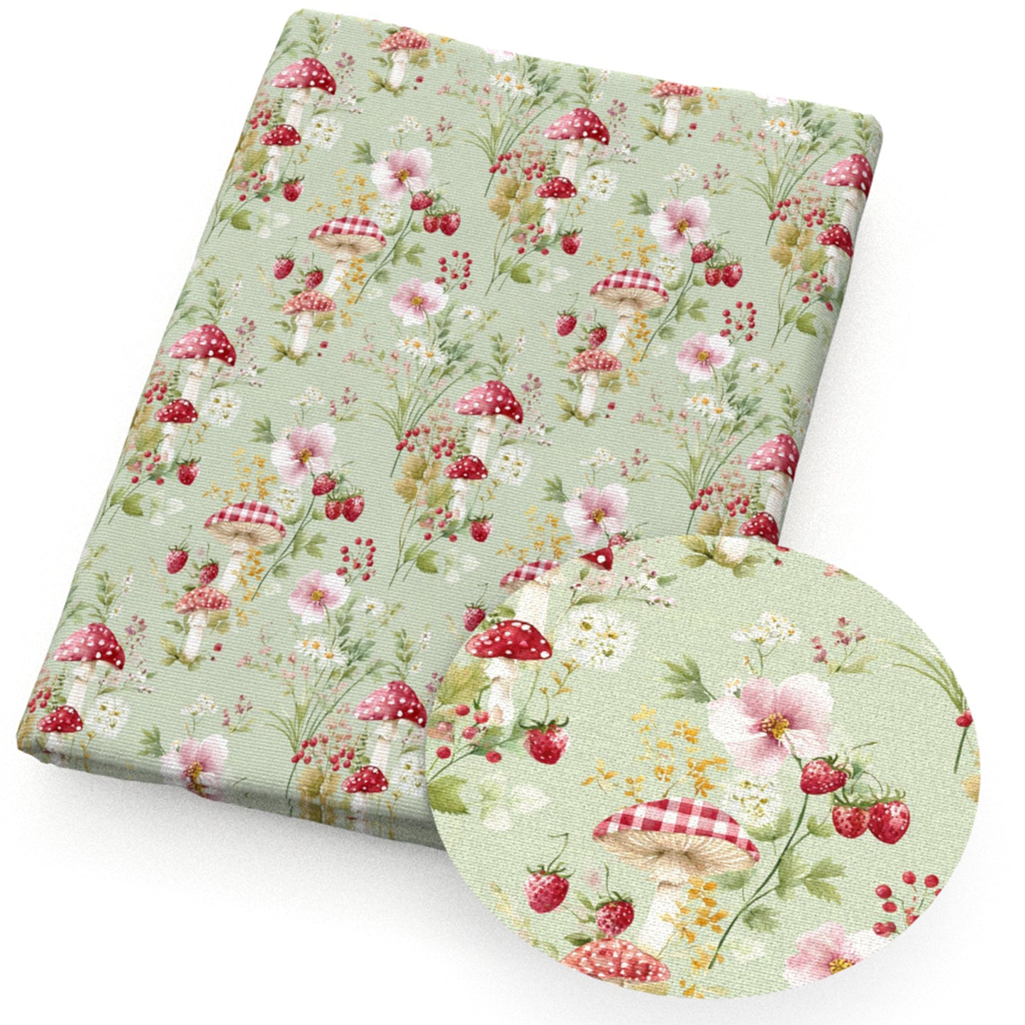 mushroom strawberry flowerfloral fabric