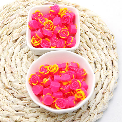 10Pcs 11mm/0.43in Virbant Colors Rose Shaped Flatback Resin Cabochons for DIY Scrapbooking Projects Jewelry Making Crafts Cardmaking Phone Case Decorations Ornaments Charms
