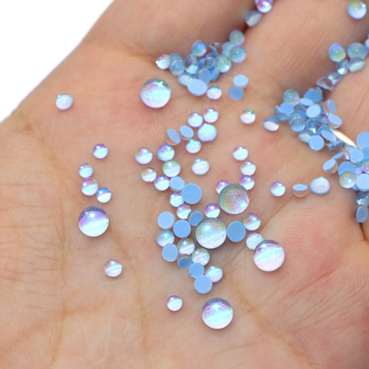 200pcs/pack Iridescent Half Round Mermaid Color Acrylic Beads Set - Beading & Jewelry Making Essentials for Crafting Unique Necklaces, Bracelets, and Wedding Decorations - Versatile Cabochon Beads for Nail Art and DIY Projects