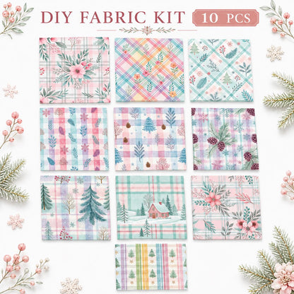 10Pc/Set Flower Plaid Christmas Series Star Fat Quarter Fabric, Pre-Cut Square Fabric Assort, Fabric Set, Craft Fabric, Handmade DIY Patchwork Fabric,Home Quilting Sewing Fabric, Packaging Fabric, Scrapbooking Craft Hobbyist