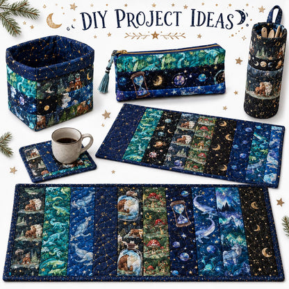 10pcs Wishing Bottle Dark Series Jelly Roll Fabric Strips 2.5X19.7inch Pre-cut 100% Polyester for Patchwork Quilts, Table Runners, Placemats, Tote Bags, Storage Pouches, Makeup Bags, Coasters, Quilt Blocks & Binding
