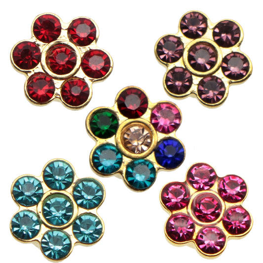 100Pcs Faux Rhinestone Plum Shaped Embellishments 7mm Virbant Colors Shiny Flatback Buttons Faux Crystal Flower Shape Buttons Cabochons for Clothes Jewelry Making DIY Crafts Handmade Decoration