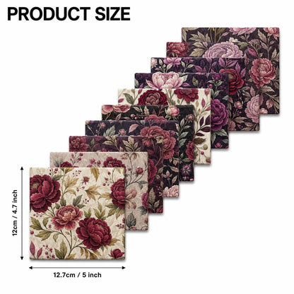 10Pc/Set Peony Flower Series Fat Quarter Fabric, Pre-Cut Square Fabric Assort, Fabric Set, Craft Fabric, Handmade DIY Patchwork Fabric,Home Quilting Sewing Fabric, Packaging Fabric, Scrapbooking Craft Hobbyist