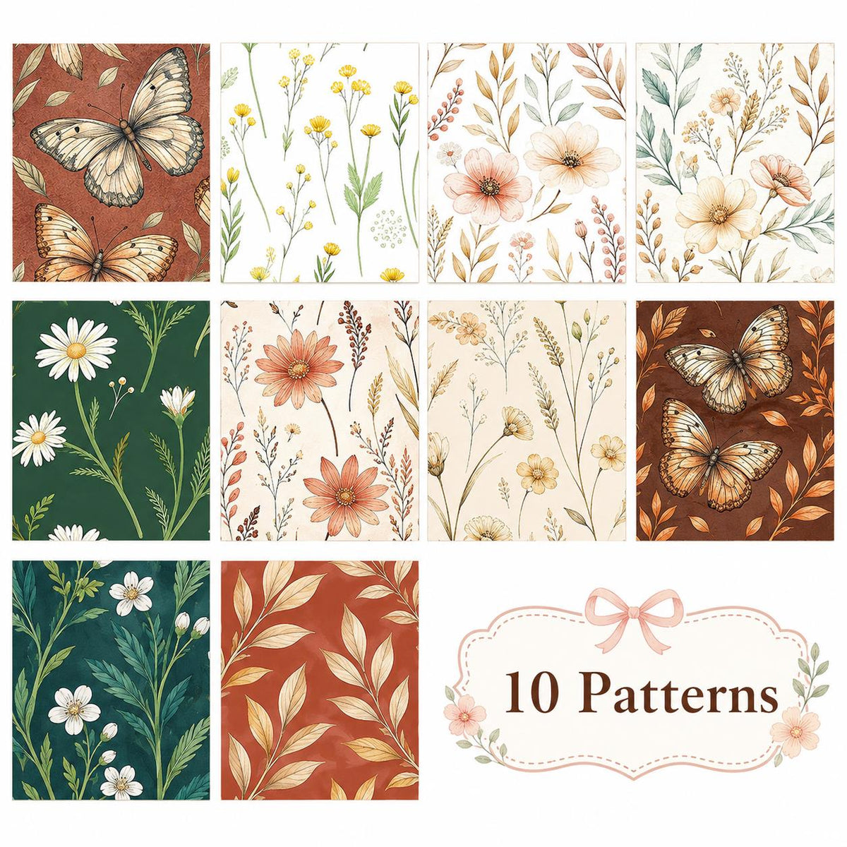 10pcs Vintage Floral Pattern Jelly Roll Fabric Strips 2.5X19.7inch Pre-Cut 100% Polyester For Patchwork Quilts, Table Runners, Placemats, Tote Bags, Storage Pouches, Makeup Bags, Coasters, Quilt Blocks & Binding