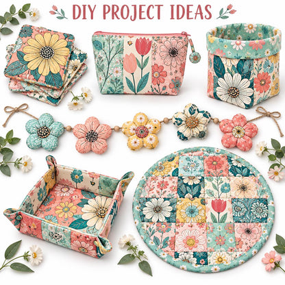 10Pc/Set Flower Series Fat Quarter Fabric, Pre-Cut Square Fabric Assort, Fabric Set, Craft Fabric, Handmade DIY Patchwork Fabric,Home Quilting Sewing Fabric, Packaging Fabric, Scrapbooking Craft Hobbyist