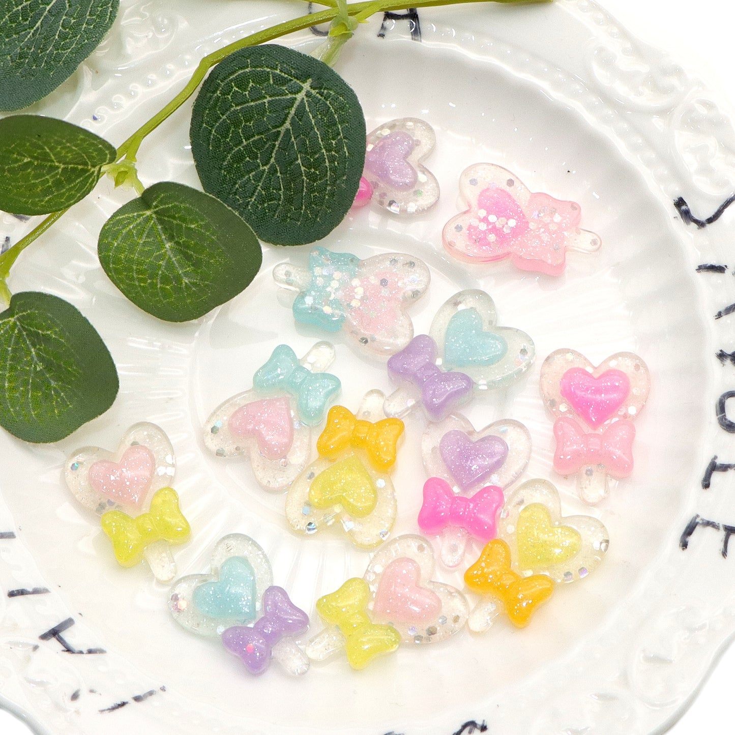 5Pcs Acrylic Heart & Bows Charms,Mixed Colors,3D Flatback Resin Cabochons for DIY Jewelry, Earrings, Bracelets, Keychains, Festive Decor, Homemade Gifts, Phone Cases, Water Bottles, Hair Accessories - Crafting Accessories