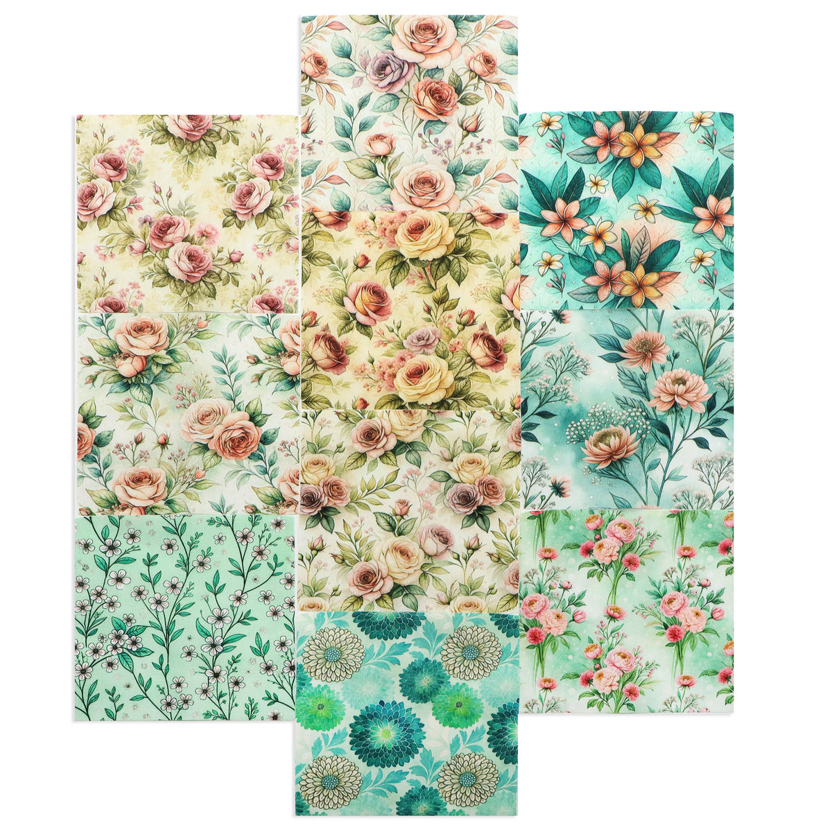 10Pc/Set Flower Series Fat Quarter Fabric, Pre-Cut Square Fabric Assort, Fabric Set, Craft Fabric, Handmade DIY Patchwork Fabric,Home Quilting Sewing Fabric, Packaging Fabric, Scrapbooking Craft Hobbyist