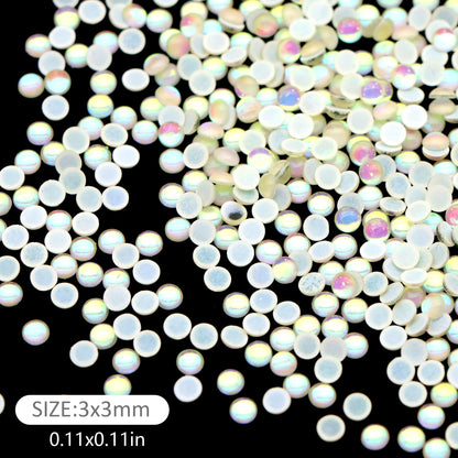 3MM 200pcs/pack Iridescent Half Round Mermaid Color Acrylic Beads Cabochon Pearls For Crafts Necklaces Bracelets Jewelry Decorations Wedding Dress Nail Art