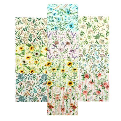 10pcs Charm Pack Set Floral Pattern 100% Polyester Patchwork in 10 Design Styles, Ready-to-Sew Without Cutting, Suitable For Patchwork Wallet Making Gift Giving Tote Bags Coasters DIY Craft Projects