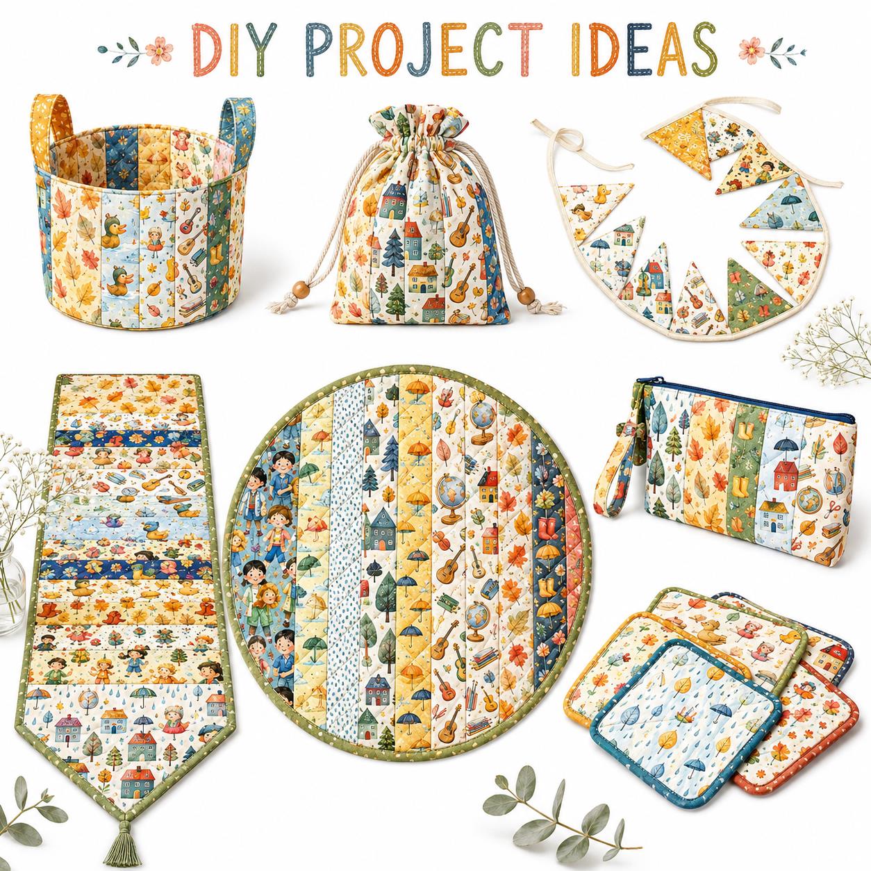 Autumn Duck Tree Leaf Jelly Roll Quilt Fabric - 10pcs 2.5x19 Inch Polyester Strips For Sewing, Patchwork & Crafting - Precut Fabric Set For DIY Quilting, Table Runners, Storage Pouches, Makeup Bags & Home Decor, Mother'S Day Gift, Birthday Gift For Mom