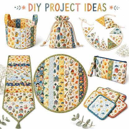 Autumn Duck Tree Leaf Jelly Roll Quilt Fabric - 10pcs 2.5x19 Inch Polyester Strips For Sewing, Patchwork & Crafting - Precut Fabric Set For DIY Quilting, Table Runners, Storage Pouches, Makeup Bags & Home Decor, Mother'S Day Gift, Birthday Gift For Mom