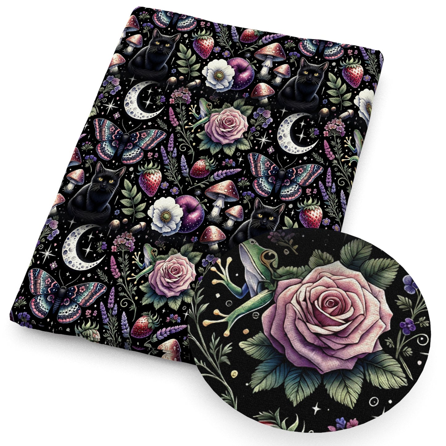 strawberry leaf leaves tree cat moon mushroom star starfish fabric