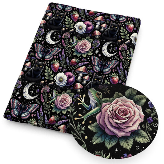 strawberry leaf leaves tree cat moon mushroom star starfish fabric