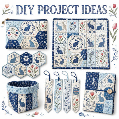 10pcs Charm Pack Set Floral Rabbit Vintage Style Pattern Handmade DIY with Rich Color and Texture Elements 100% Polyester Patchwork in 10 Design Styles Suitable for Patchwork DIY Craft Projects DIY Wallet Making Gift Giving Bag Making Mother's Day Gift