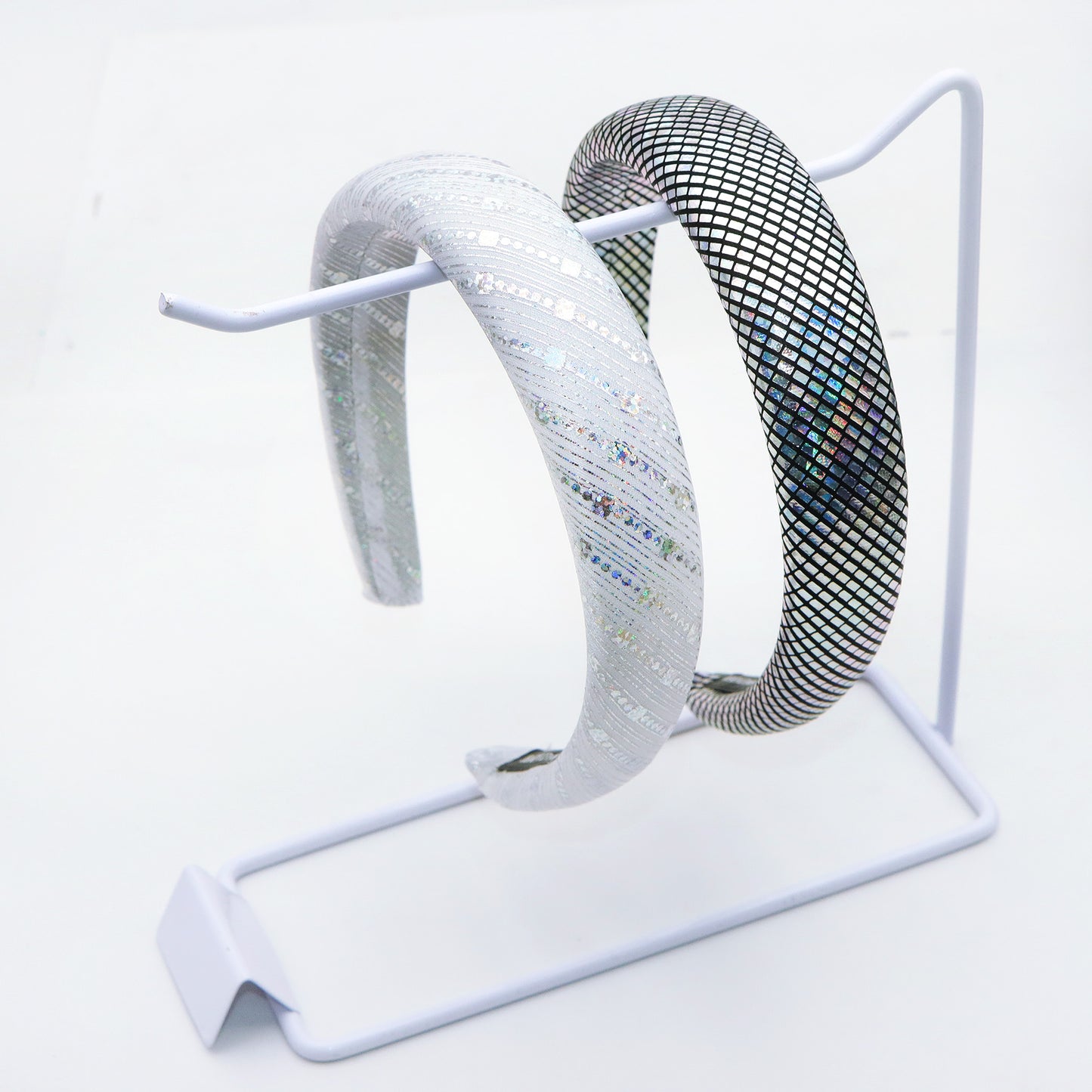 plaid grid Holographic Laser Crochet Headband