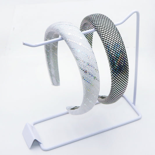 plaid grid Holographic Laser Crochet Headband