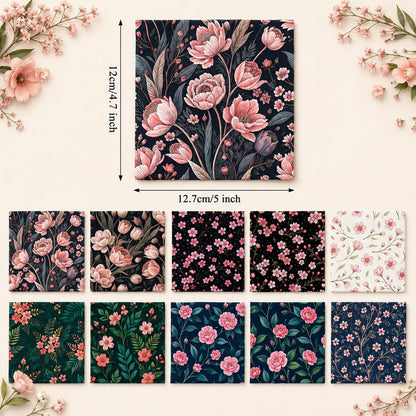 10Pc/Set Flower Series Fat Quarter Fabric, Pre-Cut Square Fabric Assort, Fabric Set, Craft Fabric, Handmade DIY Patchwork Fabric,Home Quilting Sewing Fabric, Packaging Fabric, Scrapbooking Craft Hobbyist