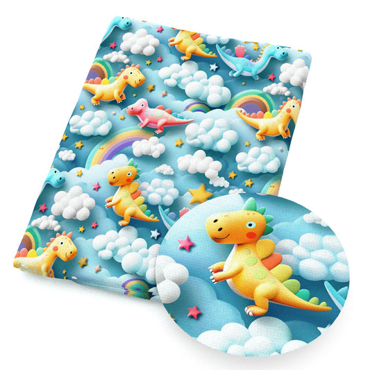 dinosaurs dino cloud rainbow star starfish fabric