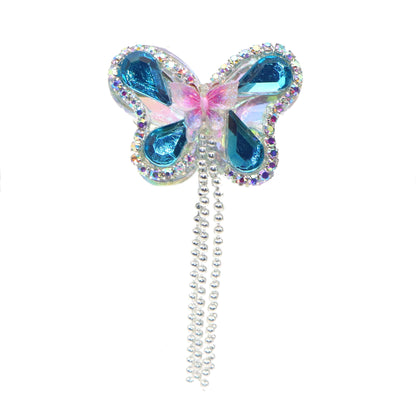 1Pc Luxury Butterfly Rhinestone Faux Crystal Beads with Tassel Loose Spacer Beads with Hole Jewelry Making DIY Bracelet Necklace Chain Earrings Pen Charm Bangle Decors Craft Supplies