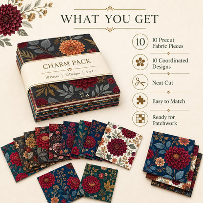 10Pc/Set Flower Series Fat Quarter Fabric, Pre-Cut Square Fabric Assort, Fabric Set, Craft Fabric, Handmade DIY Patchwork Fabric,Home Quilting Sewing Fabric, Packaging Fabric, Scrapbooking Craft Hobbyist