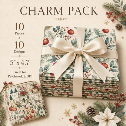 10Pc/Set Christmas Series Bowknot Star Flower Deer Holly Christmas Tree Fat Quarter Fabric, Pre-Cut Square Fabric Assort, Fabric Set, Craft Fabric, Handmade DIY Patchwork Fabric,Home Quilting Sewing Fabric, Packaging Fabric, Scrapbooking Craft Hobbyist