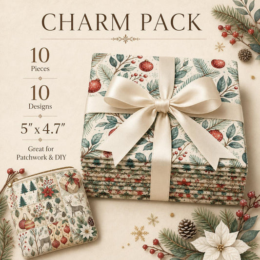10Pc/Set Christmas Series Bowknot Star Flower Deer Holly Christmas Tree Fat Quarter Fabric, Pre-Cut Square Fabric Assort, Fabric Set, Craft Fabric, Handmade DIY Patchwork Fabric,Home Quilting Sewing Fabric, Packaging Fabric, Scrapbooking Craft Hobbyist