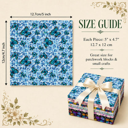 10Pc/Set Flower Butterfly Series Fat Quarter Fabric, Pre-Cut Square Fabric Assort, Fabric Set, Craft Fabric, Handmade DIY Patchwork Fabric,Home Quilting Sewing Fabric, Packaging Fabric, Scrapbooking Craft Hobbyist